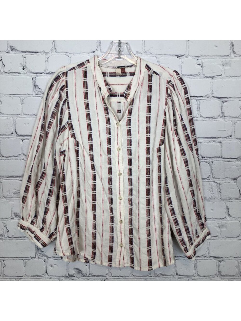 Anthropologie Pilcro Bella Femme Embroidered Striped Top Size M